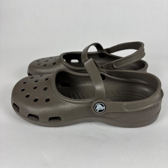 Crocs Mary Jane Strap Brown Flats Size 7 - Picture 4 of 7